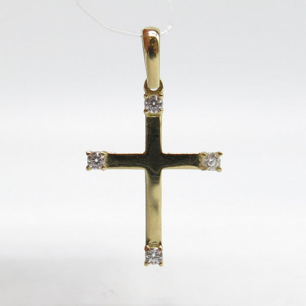 585/-er Gold - Kreuz Anhänger mit Zirkon - ca.0.90gr.