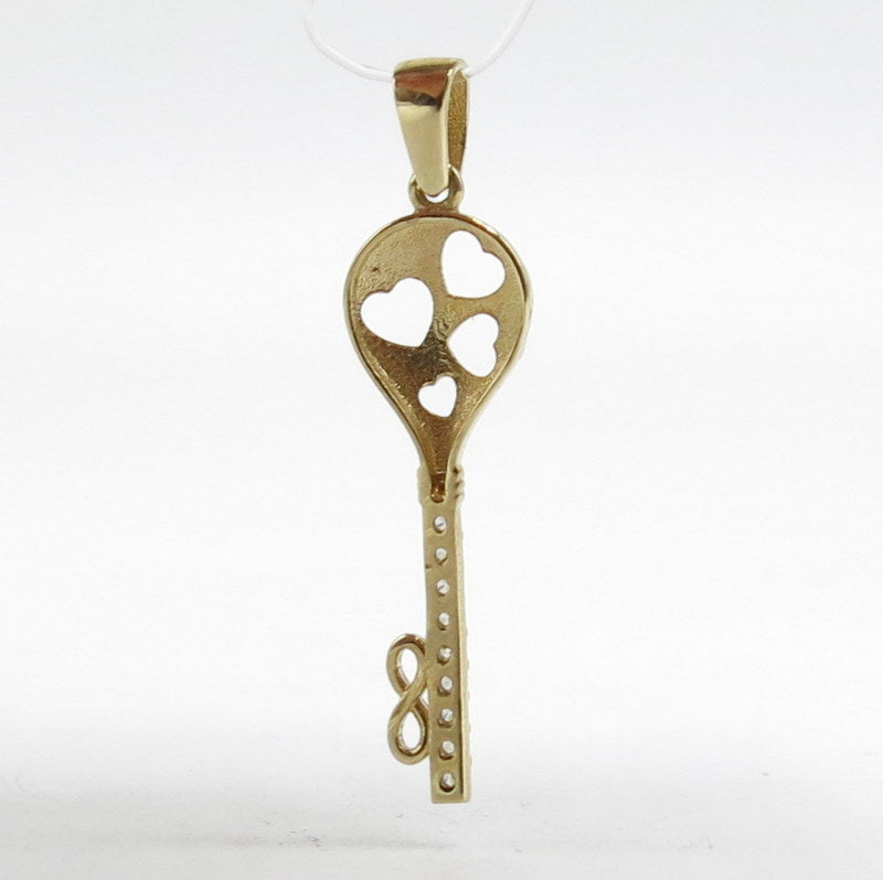 585/-er Gold - Schlüssel Anhänger mit Zirkonia - ca.0.98gr.