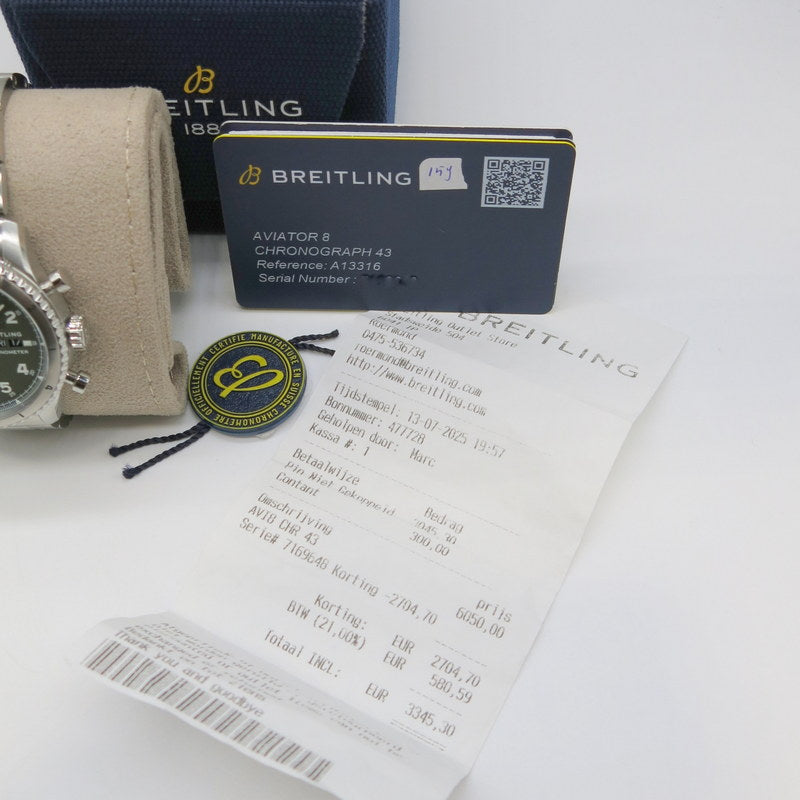 Breitling Aviator 8 - ref. A13316 - Stahl - Jahr: 2025 - ZB. Grün - UVP: 6050,00€