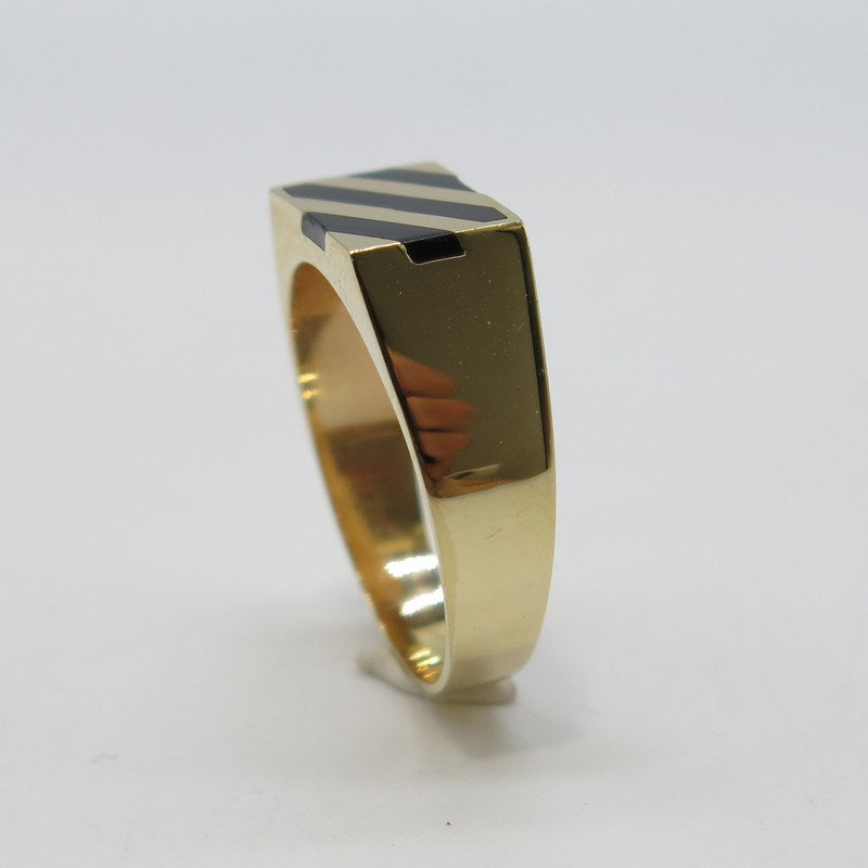 585/-er Gold - Onyx Ring Herrenring Siegelring - Gr.65 - ca.5.10gr.