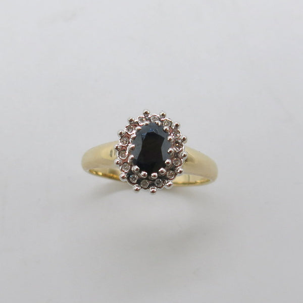 585/-er Gold Bicolor Saphir Ring mit Diamanten ca.0.14ct. - Gr.57