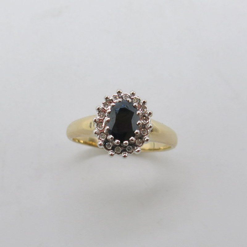 585/-er Gold Bicolor Saphir Ring mit Diamanten ca.0.14ct. - Gr.57