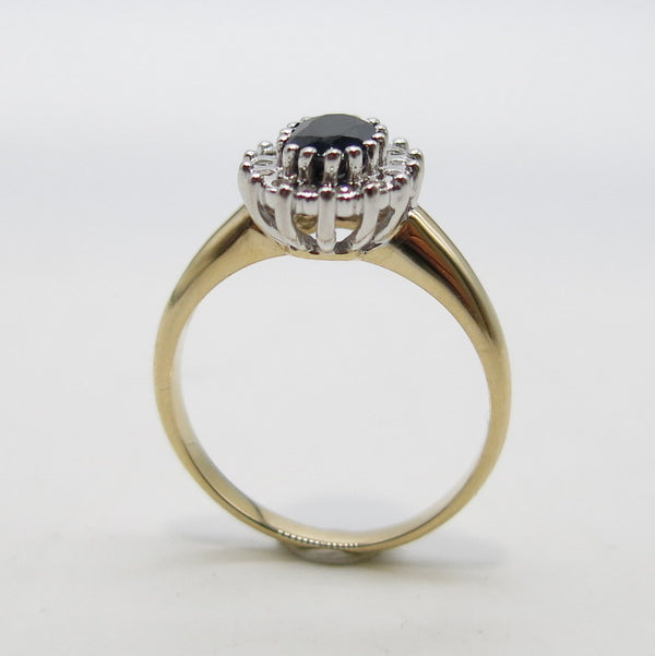 585/-er Gold Bicolor Saphir Ring mit Diamanten ca.0.14ct. - Gr.57
