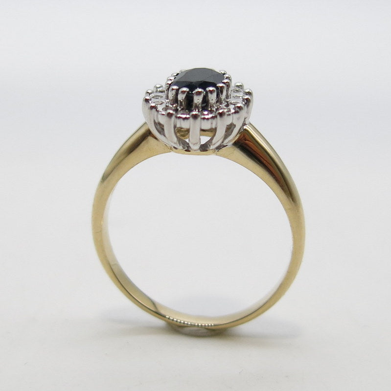 585/-er Gold Bicolor Saphir Ring mit Diamanten ca.0.14ct. - Gr.57
