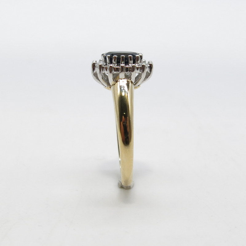 585/-er Gold Bicolor Saphir Ring mit Diamanten ca.0.14ct. - Gr.57