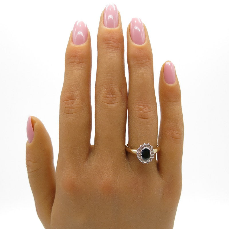 585/-er Gold Bicolor Saphir Ring mit Diamanten ca.0.14ct. - Gr.57