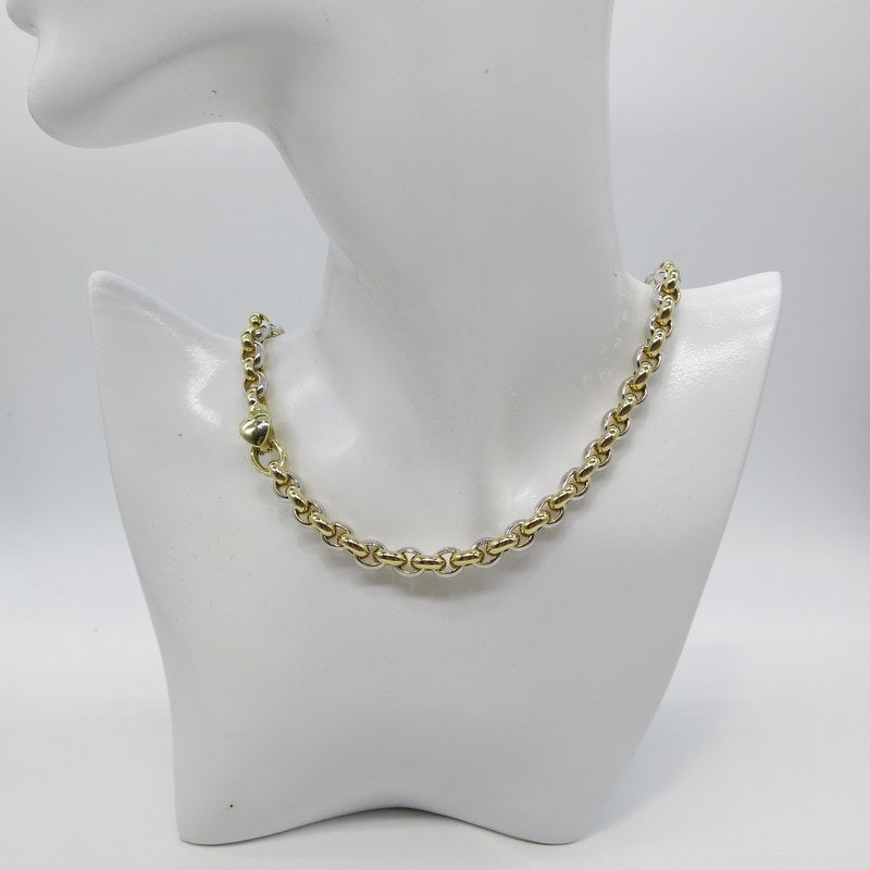 585/-er Gold Bicolor Anker Erbsen Kette Herz Verschluss - L:46cm - G: 59.10gr.