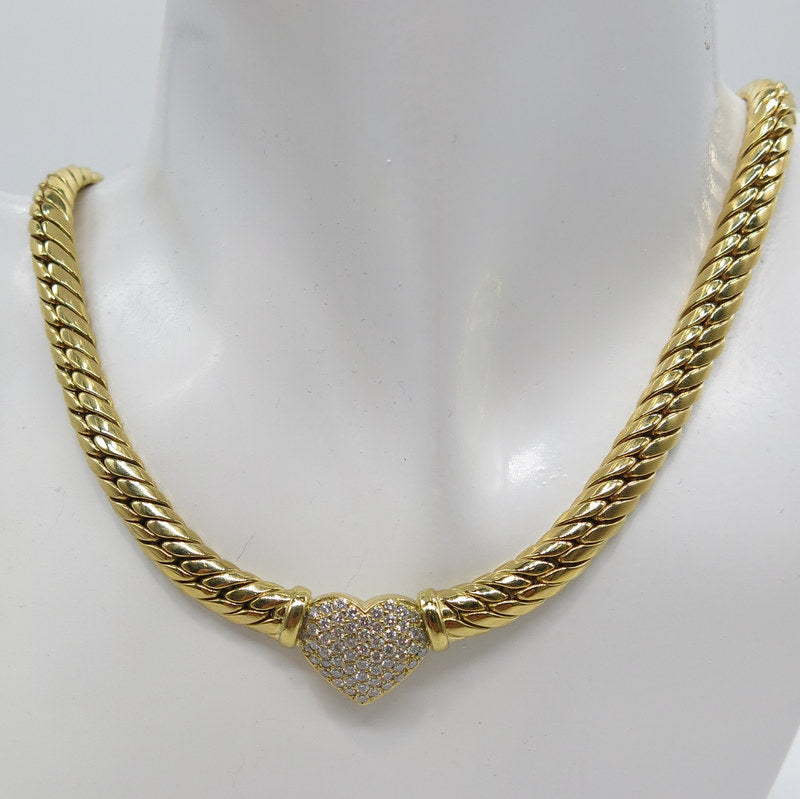 750/-er Herz Collier mit Brillanten ca.1.32ct. TW SI1 - L: 44cm