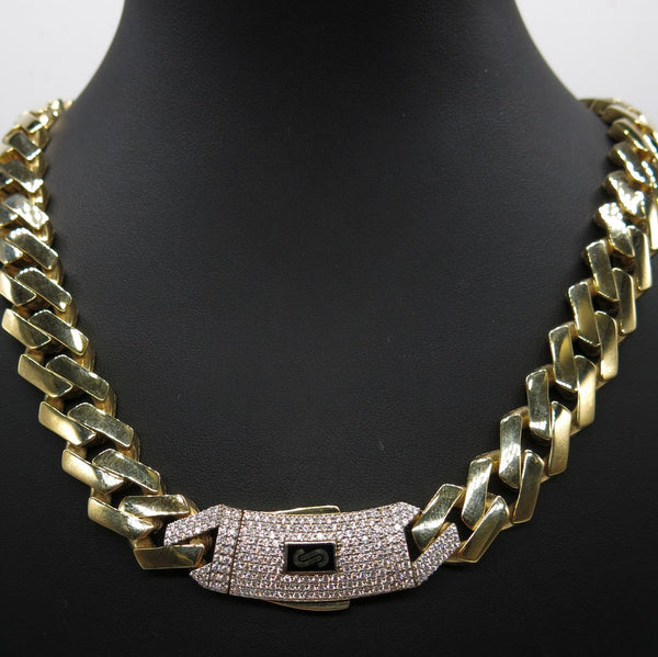 585/-er Gelbgold - Monaco Chain Kette mit Zirkonia - L: 57cm - G: 52.70gr.