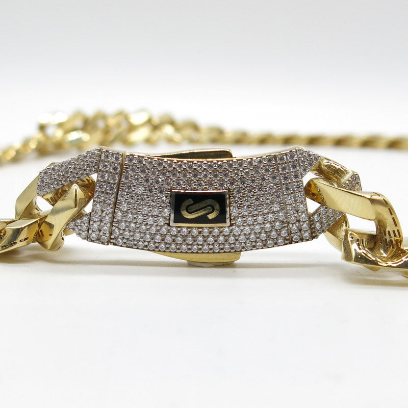 585/-er Gelbgold - Monaco Chain Kette mit Zirkonia - L: 57cm - G: 52.70gr.