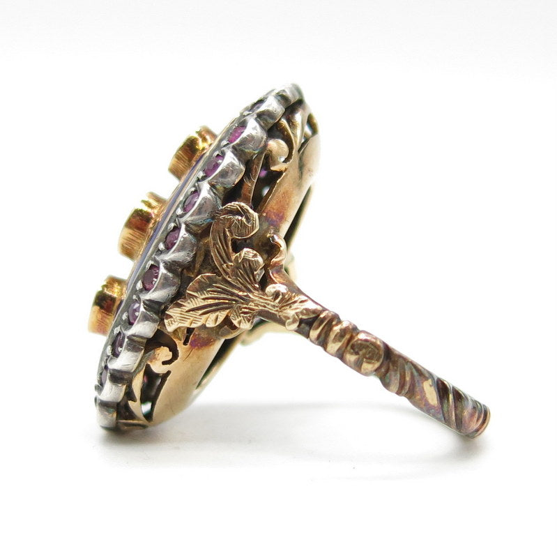 Antik Ring über 100 Jahre alt - 750/-er Gold mit Smaragd & Rubin
