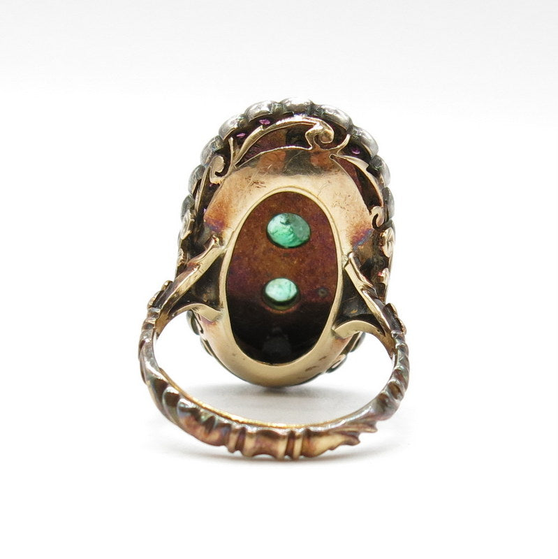 Antik Ring über 100 Jahre alt - 750/-er Gold mit Smaragd & Rubin