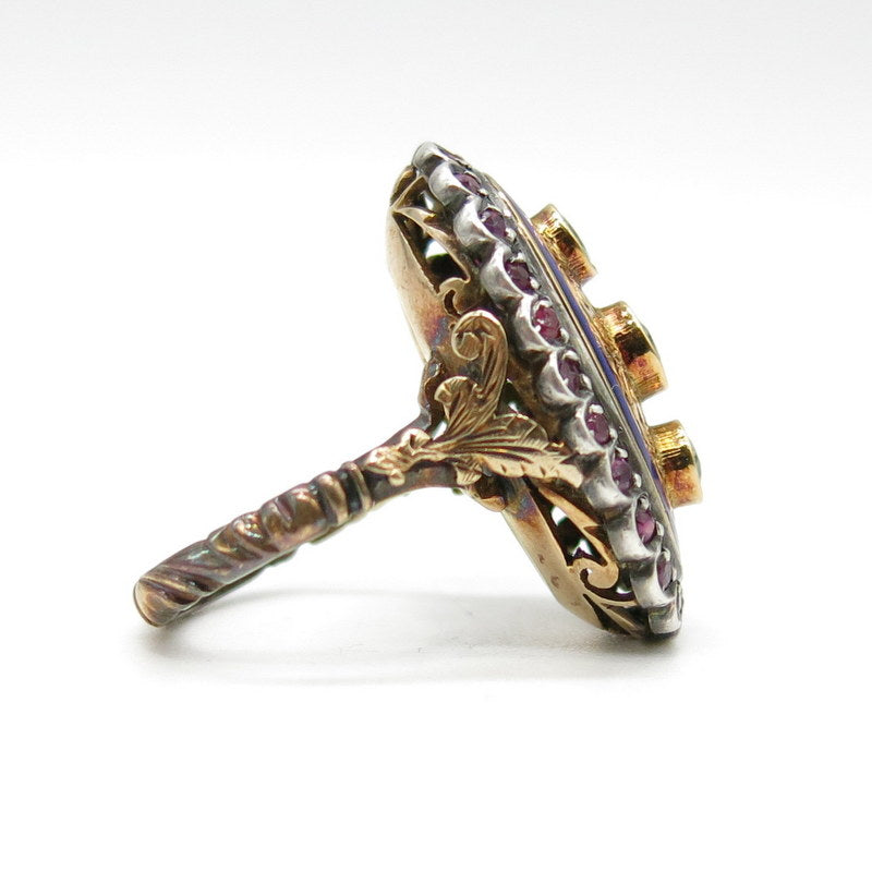 Antik Ring über 100 Jahre alt - 750/-er Gold mit Smaragd & Rubin