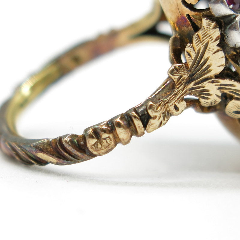 Antik Ring über 100 Jahre alt - 750/-er Gold mit Smaragd & Rubin
