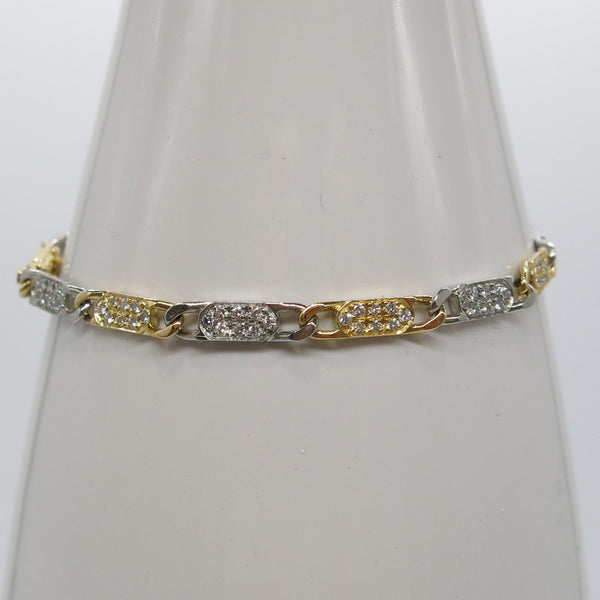 750/-er Gold Bicolor Armband Brillanten ca.1.12ct. - Ø 4mm - L: 19cm