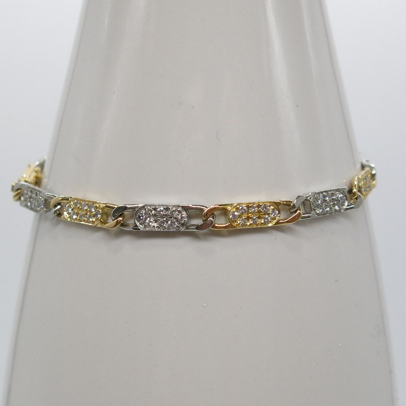 750/-er Gold Bicolor Armband Brillanten ca.1.12ct. - Ø 4mm - L: 19cm
