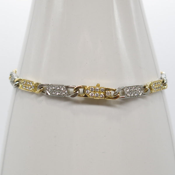 750/-er Gold Bicolor Armband Brillanten ca.1.12ct. - Ø 4mm - L: 19cm