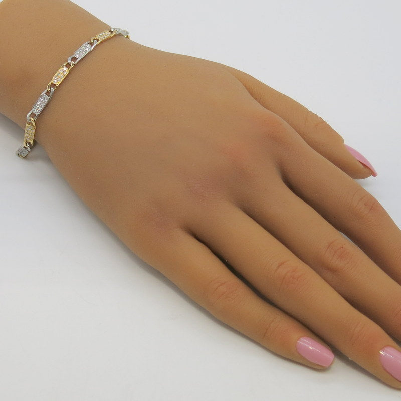 750/-er Gold Bicolor Armband Brillanten ca.1.12ct. - Ø 4mm - L: 19cm