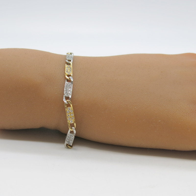 750/-er Gold Bicolor Armband Brillanten ca.1.12ct. - Ø 4mm - L: 19cm