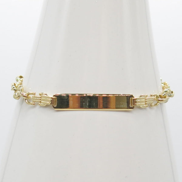 585/-er Gold Kinderarmband ID Armband Plattenkette Bohnenkette - ca.6.25gr.