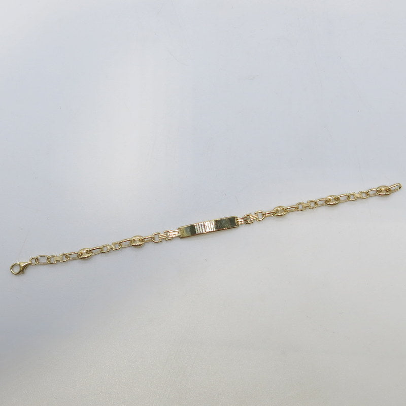585/-er Gold Kinderarmband ID Armband Plattenkette Bohnenkette - ca.6.25gr.