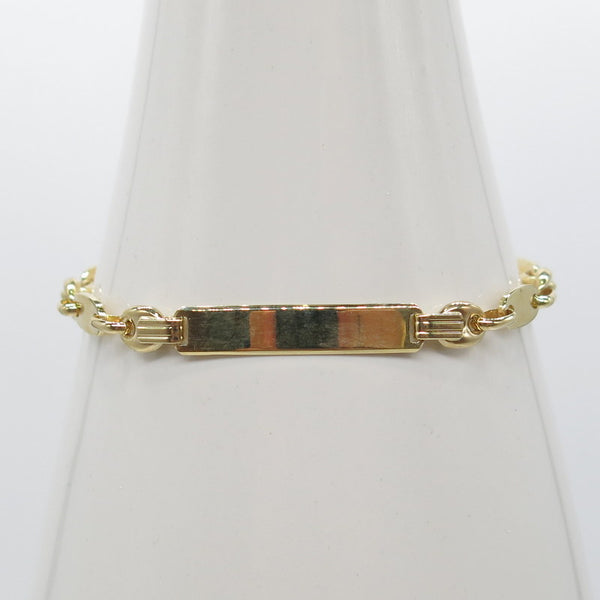 585/-er Gold Kinderarmband ID Armband Plattenkette Bohnenkette - ca.7.43gr.