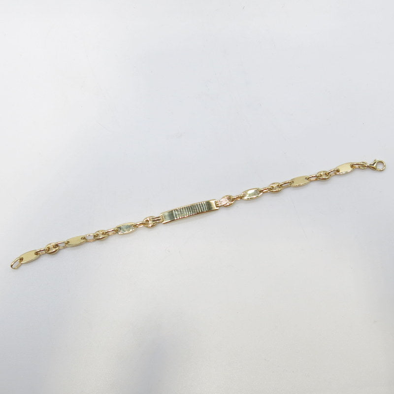 585/-er Gold Kinderarmband ID Armband Plattenkette Bohnenkette - ca.7.43gr.