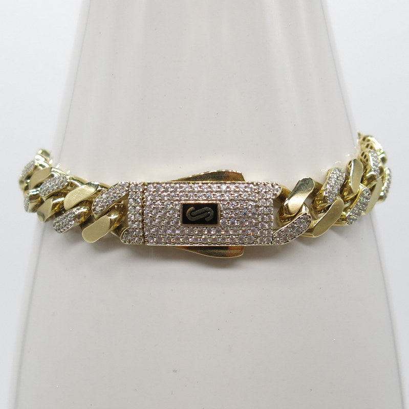 585/-er Gold - Monaco Chain Armband mit Zirkonia - ca.14.58gr. - L: 19cm