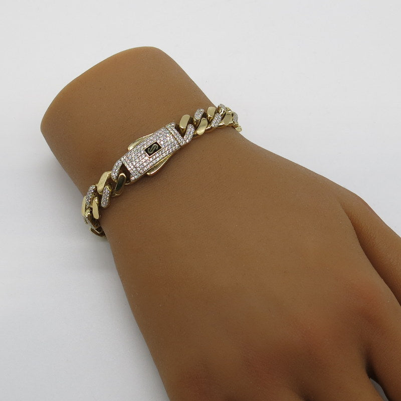 585/-er Gold - Monaco Chain Armband mit Zirkonia - ca.14.58gr. - L: 19cm