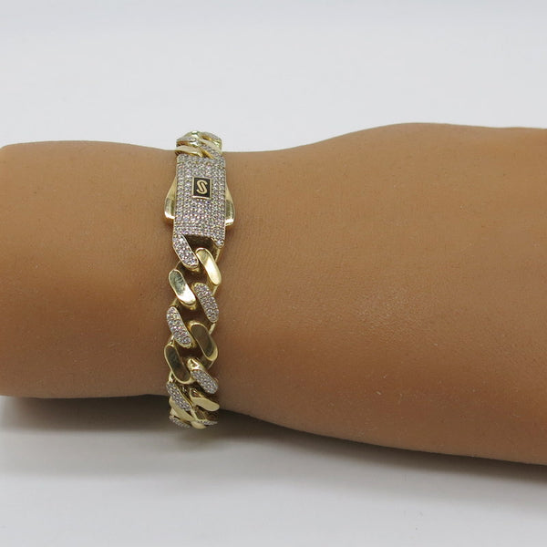 585/-er Gold - Monaco Chain Armband mit Zirkonia - ca.14.58gr. - L: 19cm