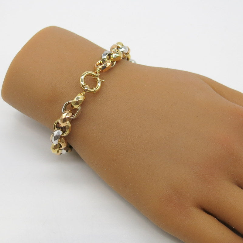 585/-er Gold Tricolor Armband - Ø 9.5mm - L: 20.5cm - G: 15.80gr.