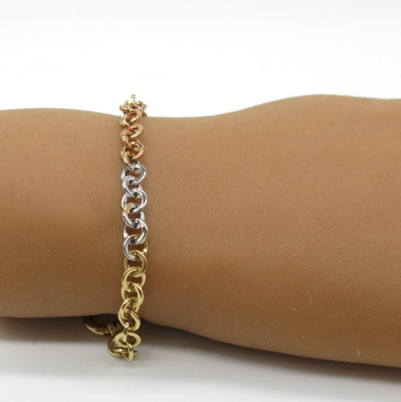 585/-er Gold Tricolor Armband - Ø 6mm - L: 20cm - G: 4.50gr.