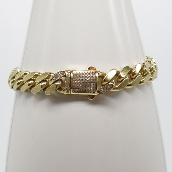 585/-er Gold - Panzer Armband mit Zirkonia - ca.17.60gr. - L: 20cm