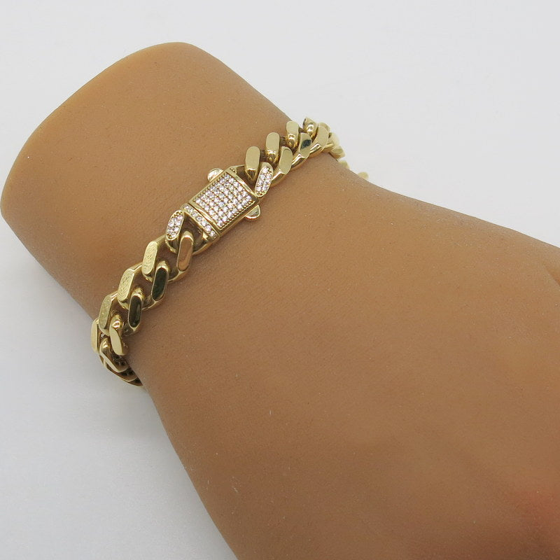 585/-er Gold - Panzer Armband mit Zirkonia - ca.17.60gr. - L: 20cm
