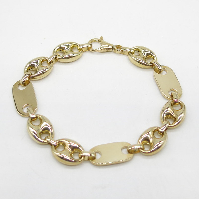 585/-er Gold Plattenkette Bohnen Armband - Ø 12mm - ca.24cm