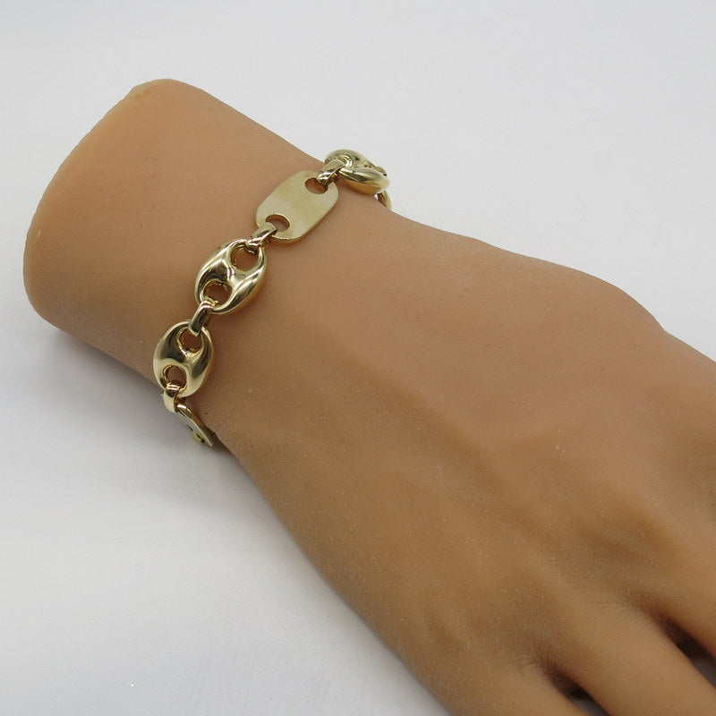 585/-er Gold Plattenkette Bohnen Armband - Ø 12mm - ca.24cm