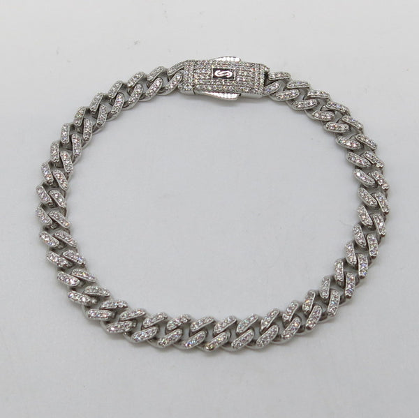 585/-er Weißgold - Monaco Chain Panzer Armband - ca.11.40gr. - L: 18.5cm