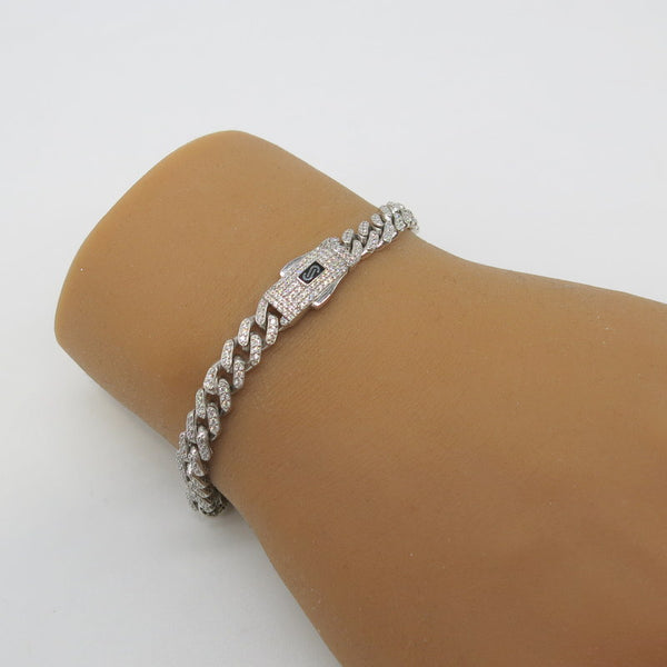 585/-er Weißgold - Monaco Chain Panzer Armband - ca.11.40gr. - L: 18.5cm