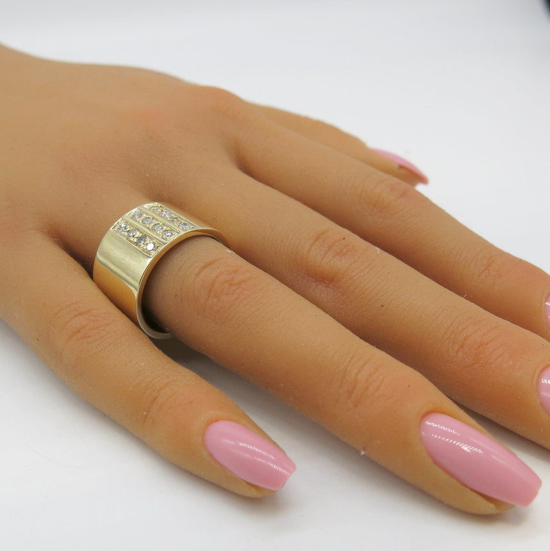 585/-er Gold Massiver Ring mit Diamanten ca.0.60ct. TW SI1 - Gr.59