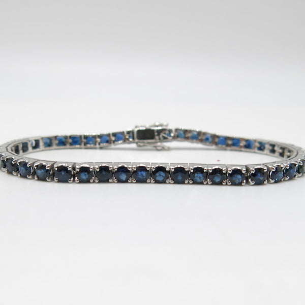 585/-er Weißgold - Tennis Armband mit Saphir ca.4.20ct. - Ø 8.8mm - L: 17cm