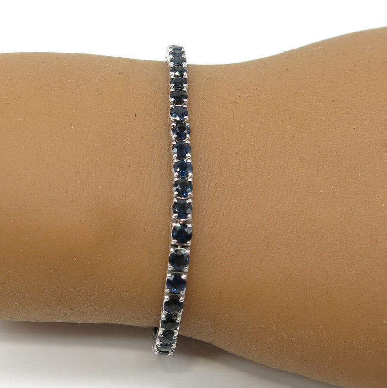 585/-er Weißgold - Tennis Armband mit Saphir ca.4.20ct. - Ø 8.8mm - L: 17cm