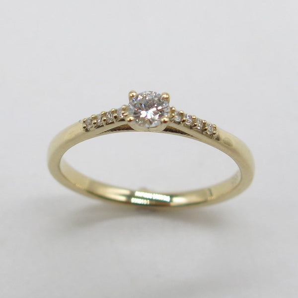 585/-er Gold Solitärring mit Brillanten ca.0.19ct. TW SI1 - Gr.54