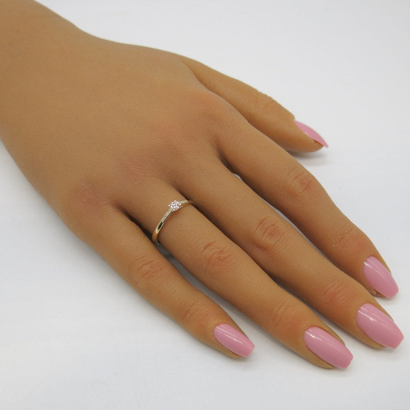 585/-er Gold Solitärring mit Brillanten ca.0.19ct. TW SI1 - Gr.54