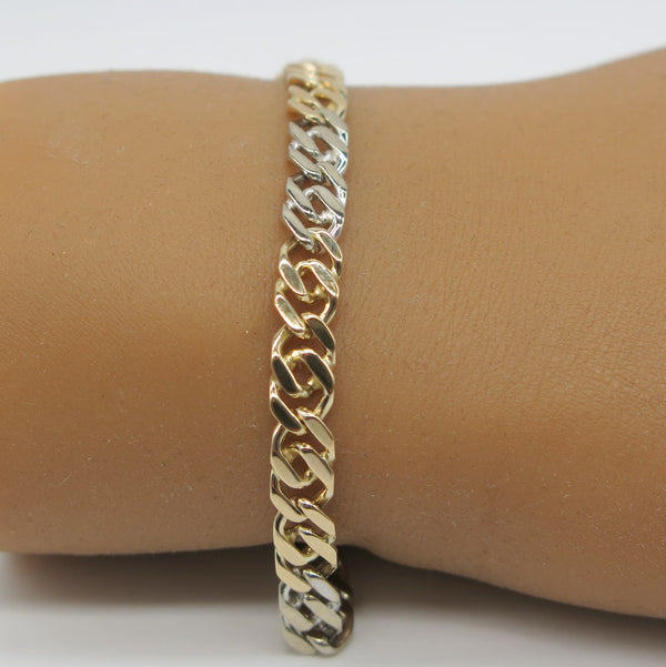 585/-er Gold Bicolor - Panzer Armband Fancy - L: 20cm