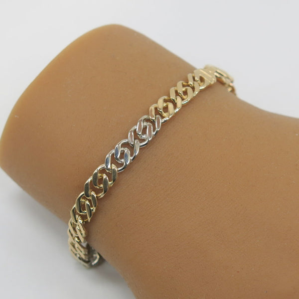 585/-er Gold Bicolor - Panzer Armband Fancy - L: 20cm