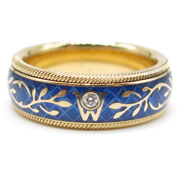 750/-er Gold Wellendorff Ring Vergissmeinnicht Diamant ca.0.015ct. - Gr.55