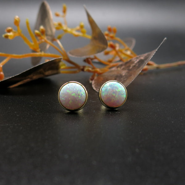 585/-er Gold - Opal Ohrringe / Panzehir Tasi- Ø 10mm