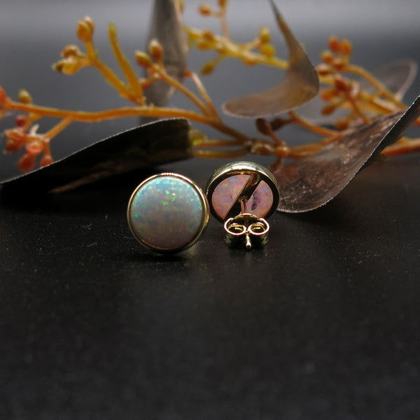 585/-er Gold - Opal Ohrringe / Panzehir - Ø 11mm