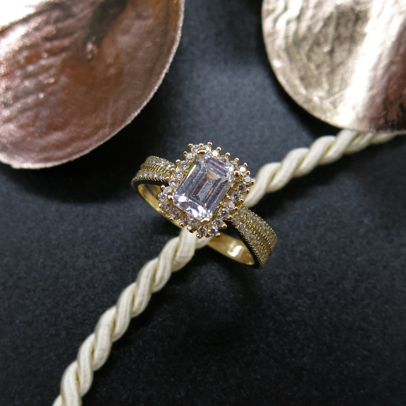 585/-er Gold - Baguette Ring Zirkonia - Gr.56