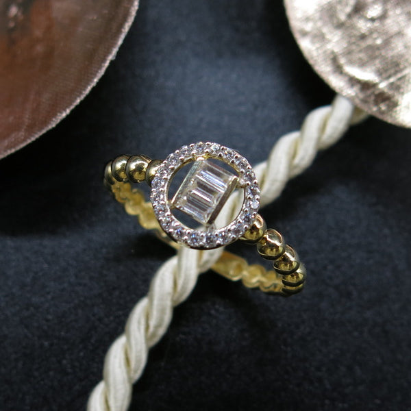 585/-er Gold Kugel Ring Baguette Zirkonia - Gr.56